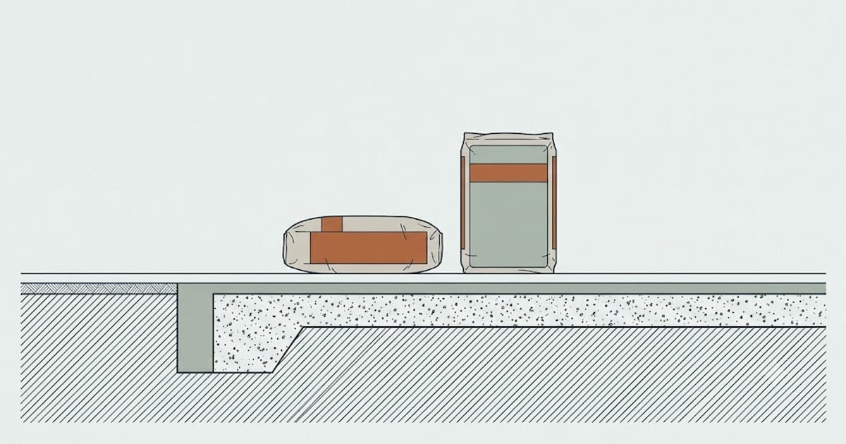A 60 lb and an 80 lb concrete bag side by side