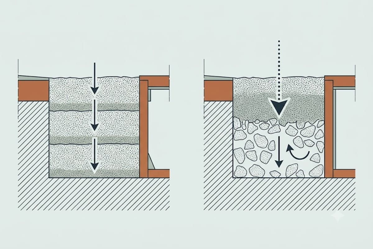 Compacting in thin lifts against compacting one deep layer