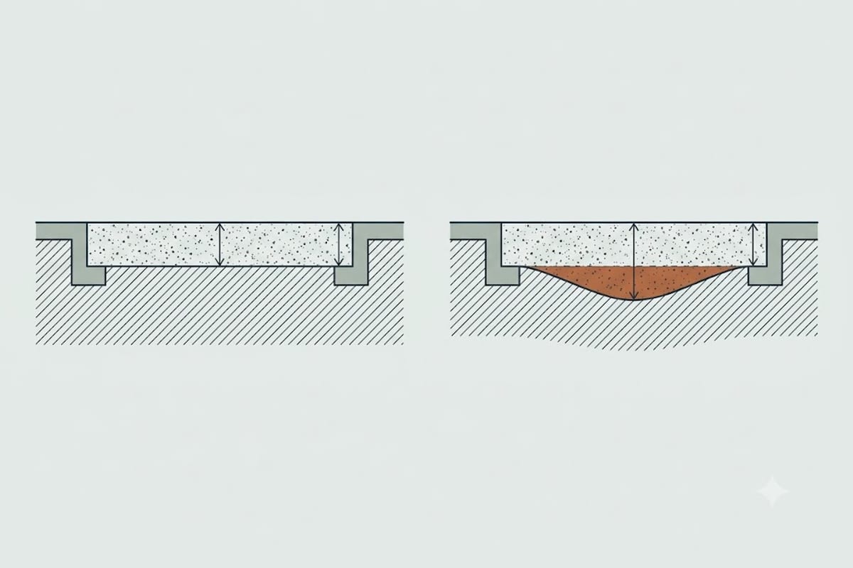 A flat sub-base versus a dished one under the same slab